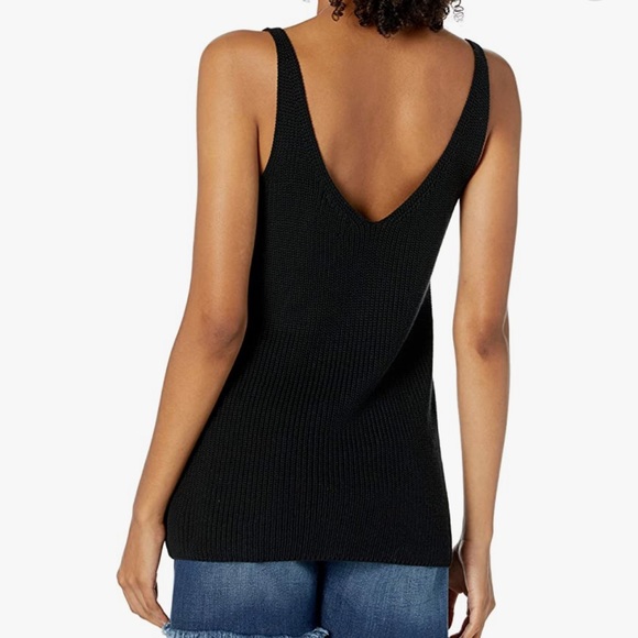 Double V-Neck Textured Rib Sweater Tank. - Picture 1 of 3